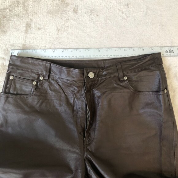 Women's 100% Leather Pants Brown - Picture 7 of 7